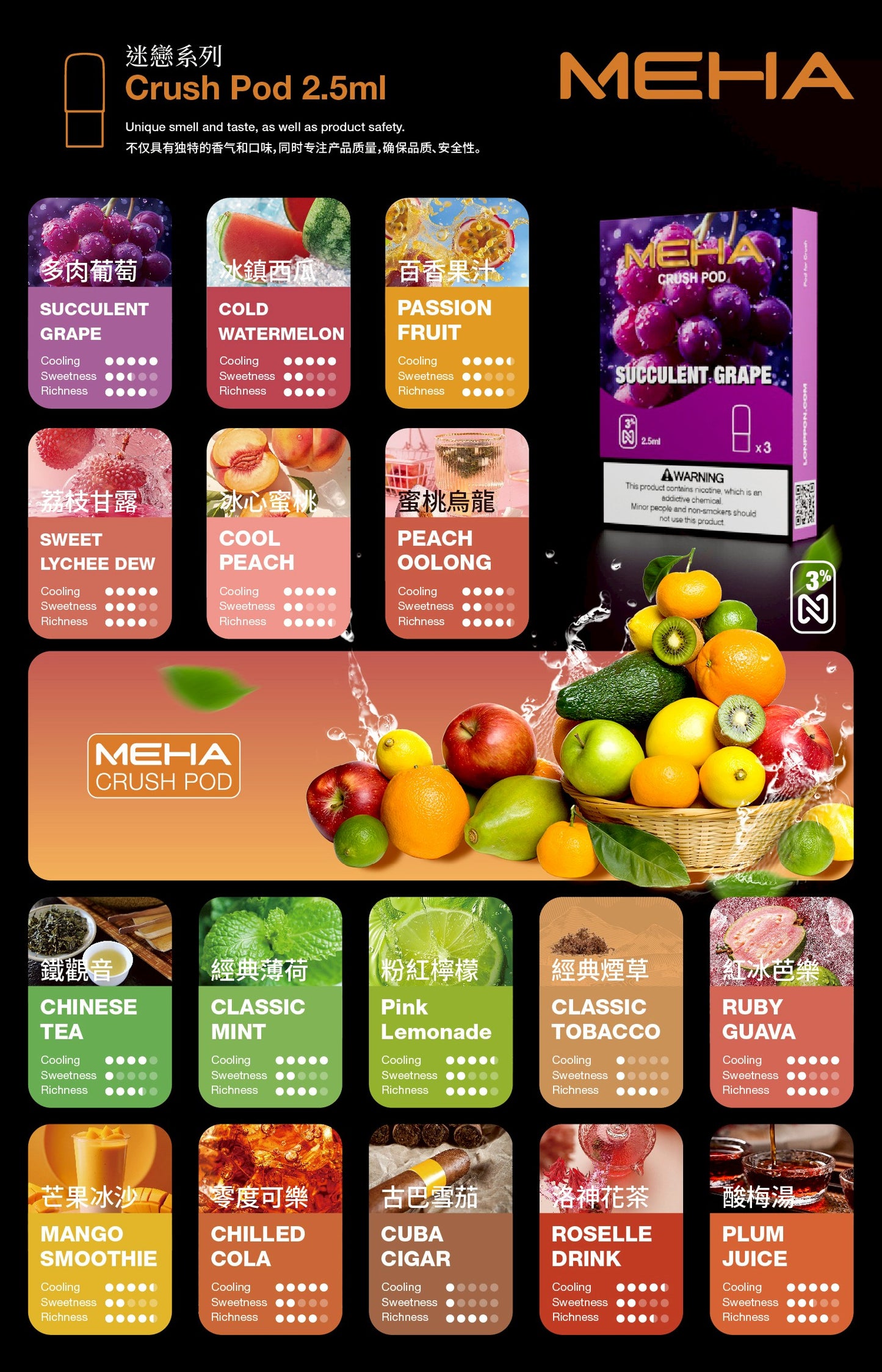 限時活動-MEHA魅嗨五代煙彈/買5盒送魅嗨五代隨機顏色主機1隻-適配ILIA/MEEL/MEHA等五代主機